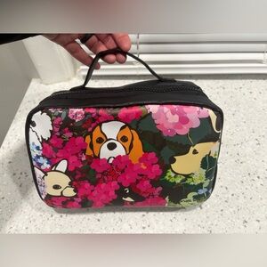 NWT Marc Tetro Dog & Flower Print Cosmetics/Dopp Case